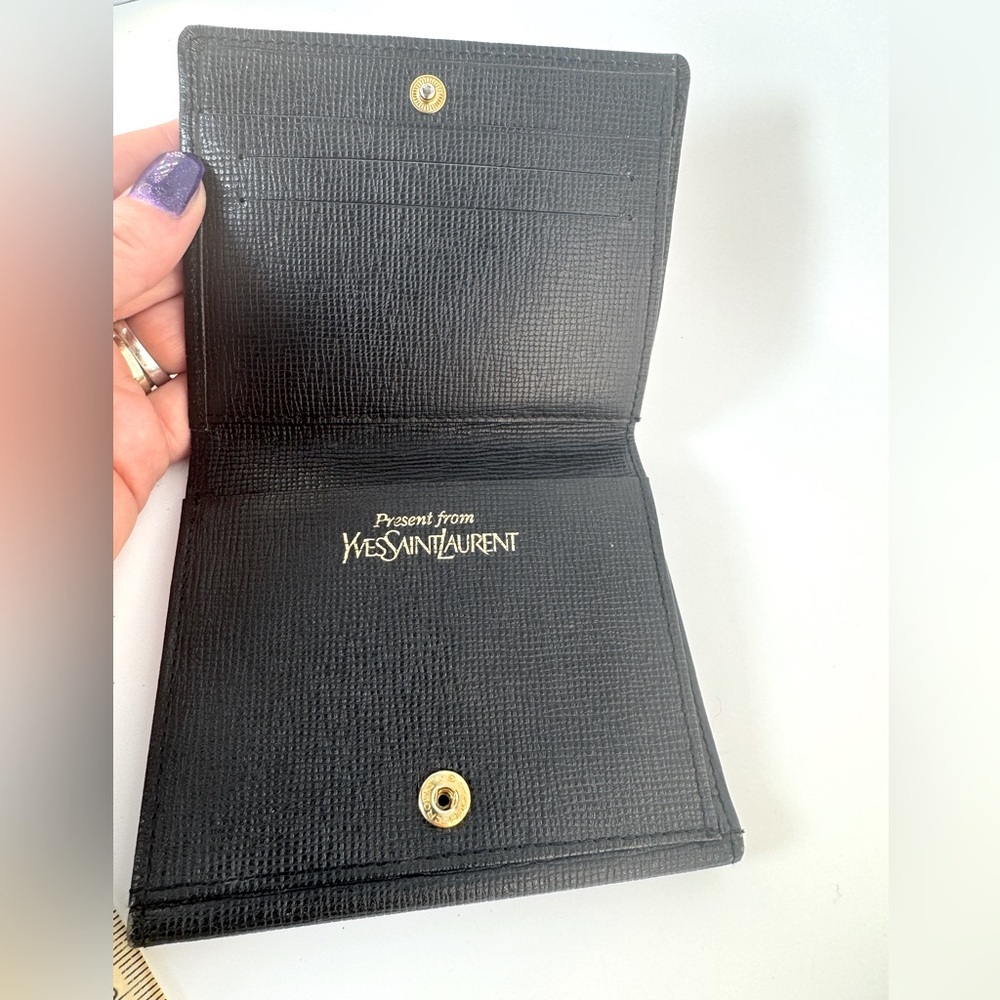 YSL Wallet Yves Saint Laurent Black Clutch 80s GWP Authentic Vintage YSL Wallet - Picture 5 of 13